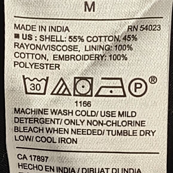 Old Navy Cotton Blend Tunic Dress Black Embroidered V-Neck Lined Size Medium - Picture 13 of 13